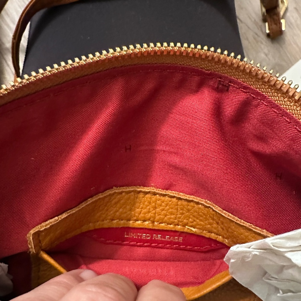 Hammitt Tan Leather Crossbody with Pink and Coral Stripes - Picture 9 of 16